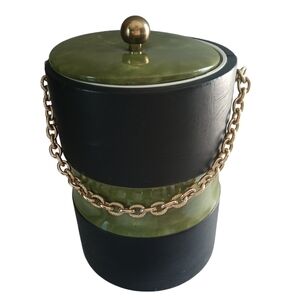 Vintage Mid Century Modern Ice Bucket Georges Briard Cover Gold Chain Ha…